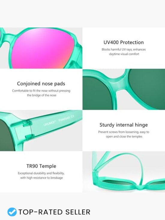 Polarized Fit Over Glasses Sunglasses UV400 Protection Square Oversized main image 7